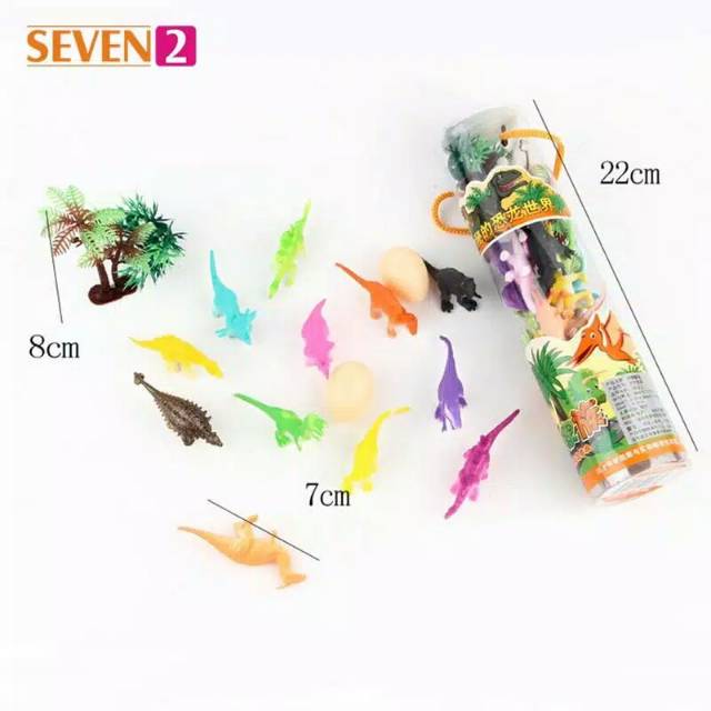 MOMBABY1 Figure Dinosaurus dan Tanaman 1 set dalam Tabung Kemasan