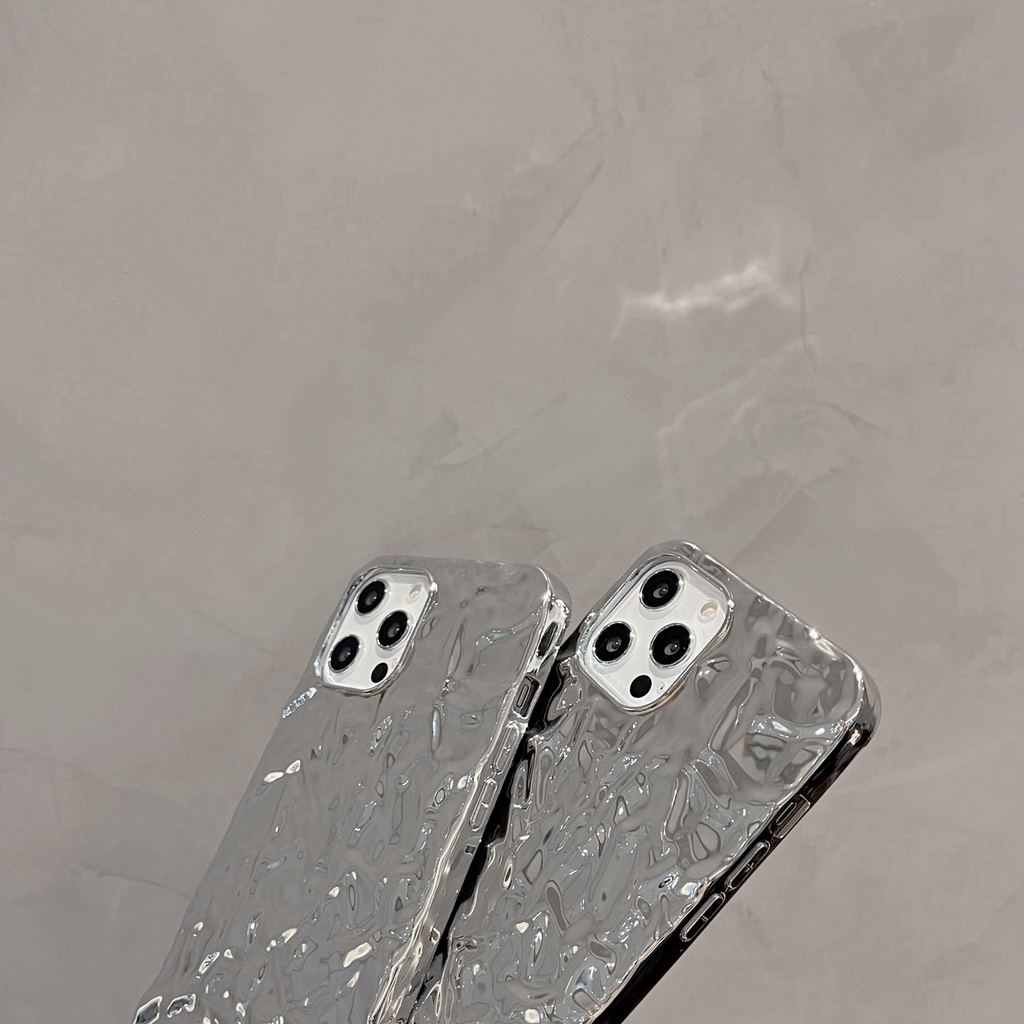 Soft Case Motif Kertas Timah Warna Silver Untuk Iphone 13 12 11 Pro Max 8 + 7 Plus X Xs Max Xr X
