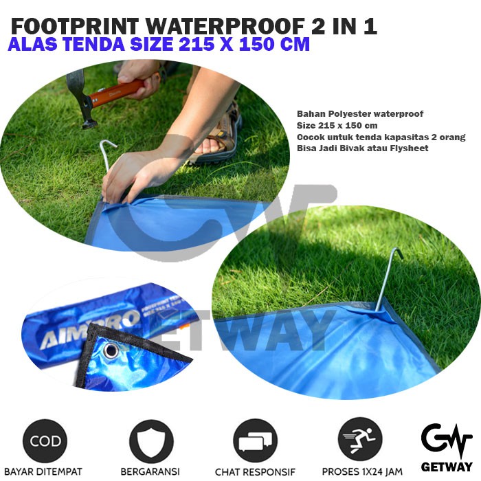 Alas Tenda 150 x 215 - 215 x 215 cm  Footprint tenda waterproof
