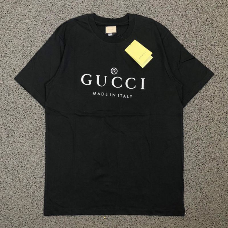TSHIRT KAOS BAJU GUCCI BASIC SILVER BLACK LIKE ORI