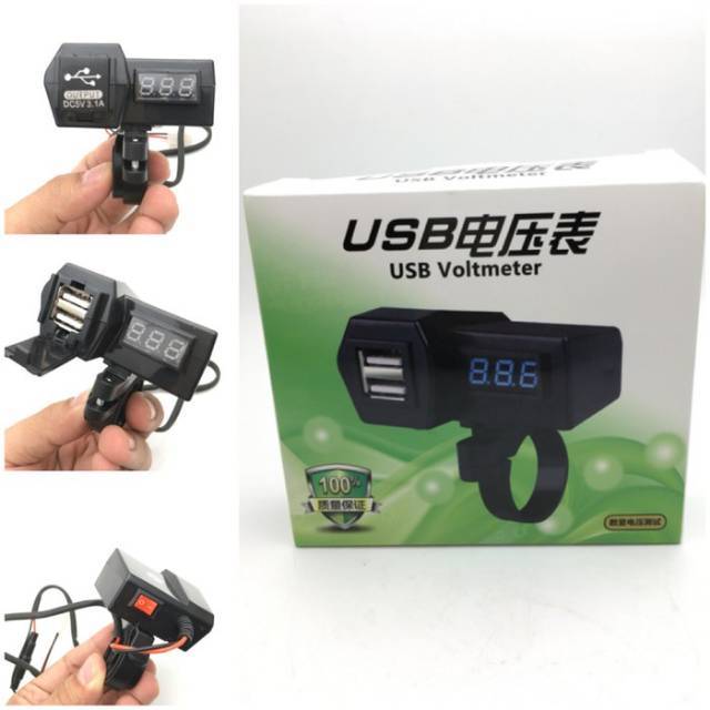 charger hp + volt meter 2in1 / charger hp di stang motor / volt meter