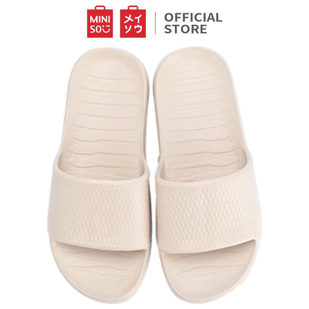 MINISO official flip flop Sandal kamar mandi wanita berbahan empuk kotak-kotak-C apricot, 37-38