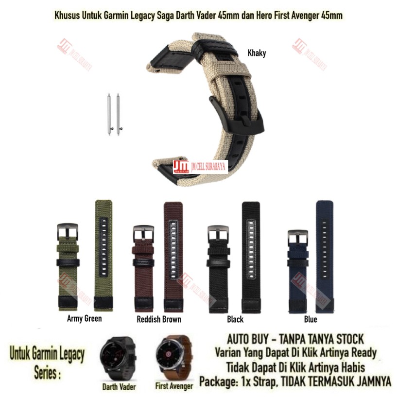 Tali Jam Watch Strap Garmin Legacy Saga Darth Vader / Hero First Avenger 45mm - Woven Nylon Kanvas