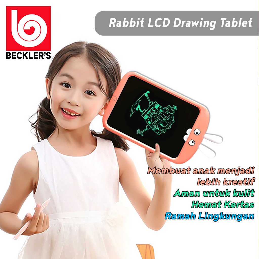 LCD Writing Tablet Drawing Rabbit 8.5 inch / Papan Tulis Tablet Edukasi Karakter Mainan 4 Warna