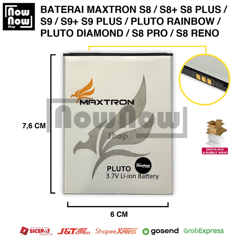 Baterai Maxtron S8 / S8+ S8 Plus / Pluto Rainbow / S8 Reno / S9 / S9+ S9 Plus / Pluto Diamond / S8 Pro P 7,6 cm L 6 cm Double Power Batre Batrai Batere Baterei Battery HP