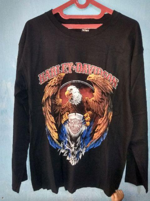 Kaos Cowo Kaos Distro Lengan Panjang Gambar Harley Elang