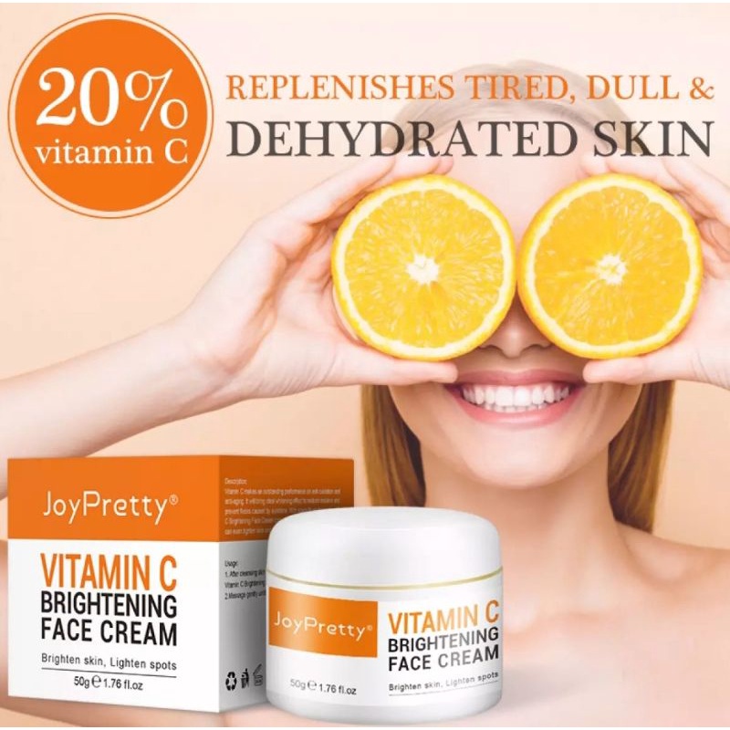 JoyPretty Vitamin C Cream Pencerah Wajah Penghilang Flek Hitam Melasma Krim Crem Pemutih Wajah Pelembab Wajah Siang dan Malam