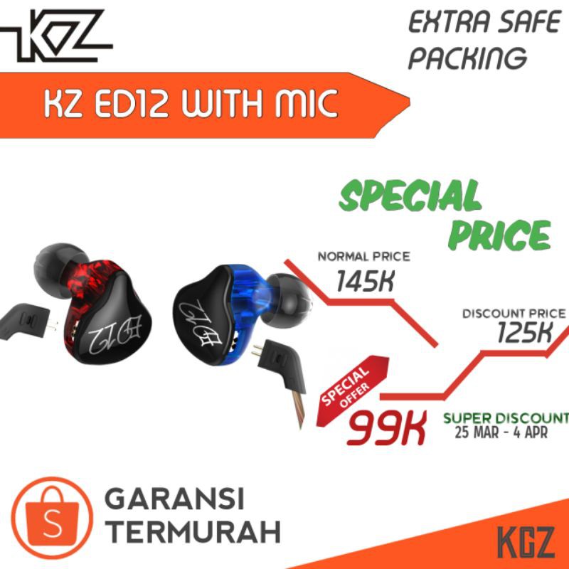 [4.4] KZ ED12 HYBRID EARPHONE HEADSET WITH MIC SUPER BASS SPORT EARPHONE,ZS3 ZSN ZSN PRO ZST DQ6 EDX