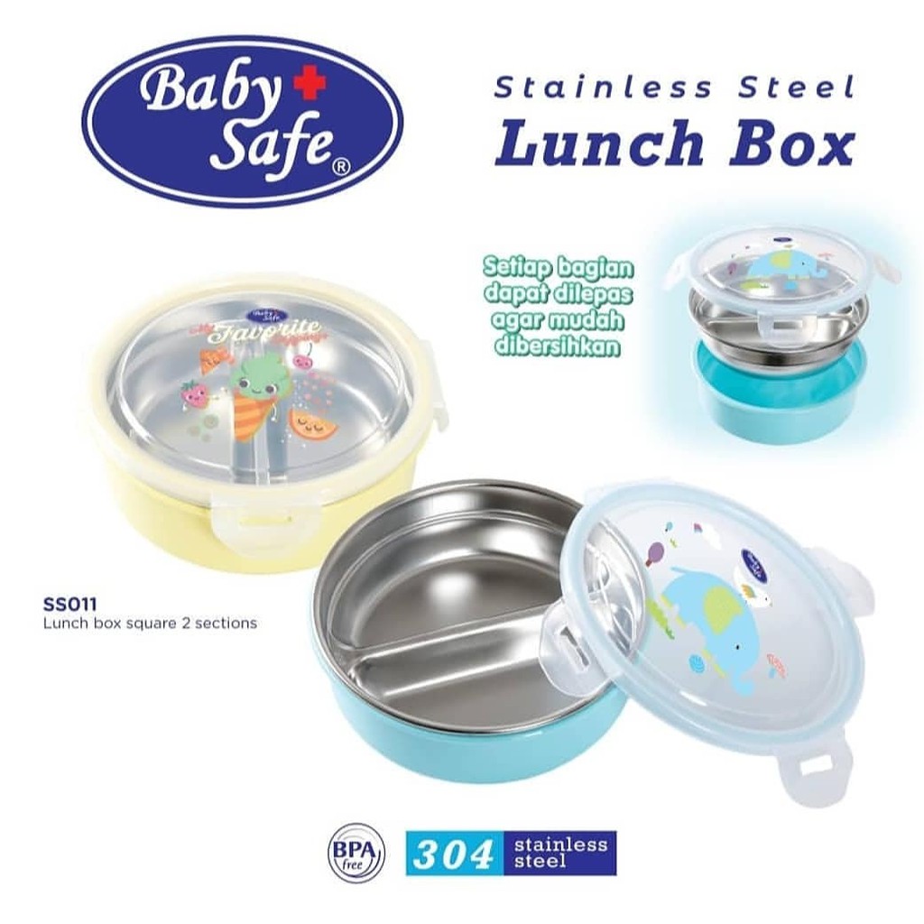 Stainless lunch box round/tempat makan anak/tempat bekal makan anak/tempat makan bayi