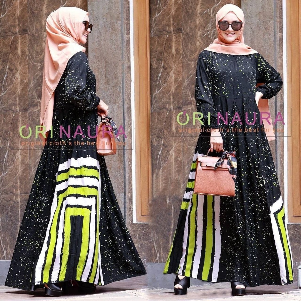 Gamis Jumbo Nycta Gina Malaman Rayon Premium Lengan Panjang Pakaian Muslim Wanita Dress BigSize Busui LD 120