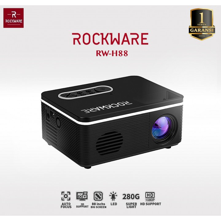 ROCKWARE RW-H88 - Mini Portable LED Projector 1000 Lumens YG300 Killer