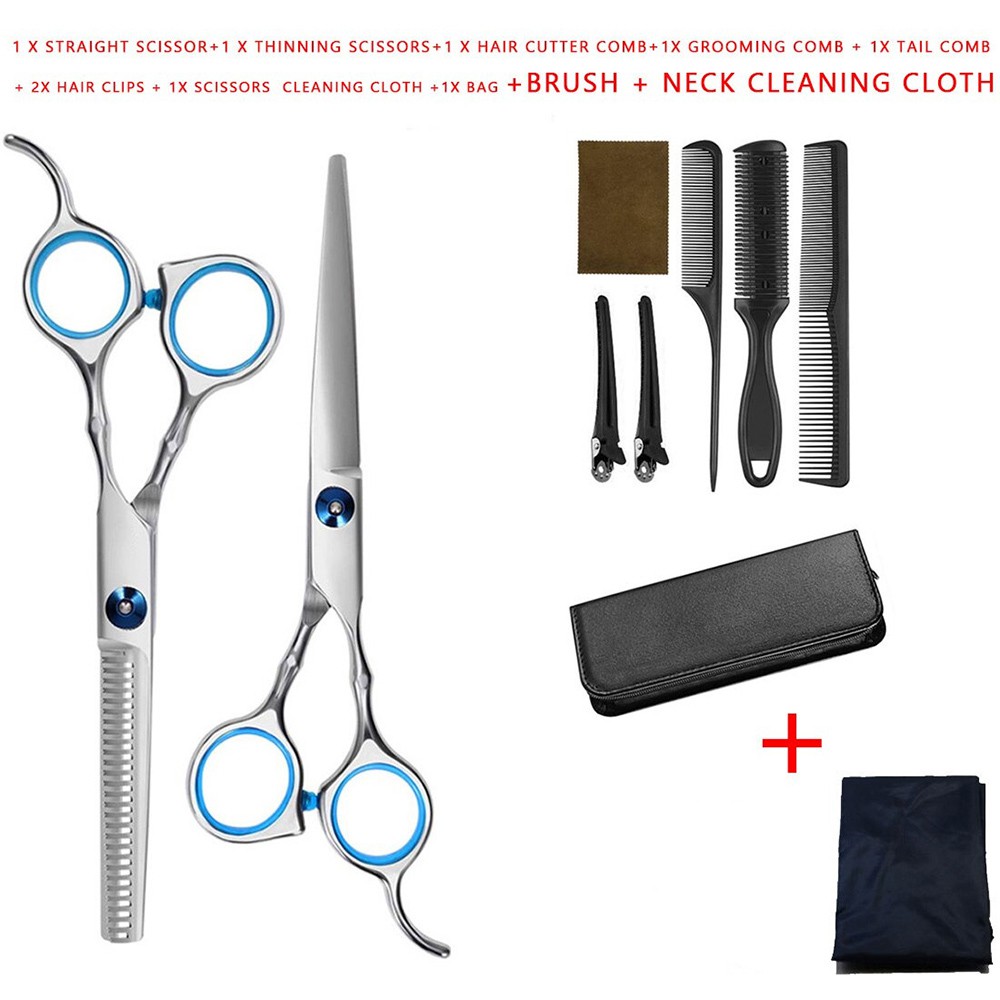 Bisa COD Set Gunting Rambut Sasak &amp; Flat Hairdressing Scissors 10 PCS - Aleekit MR4017