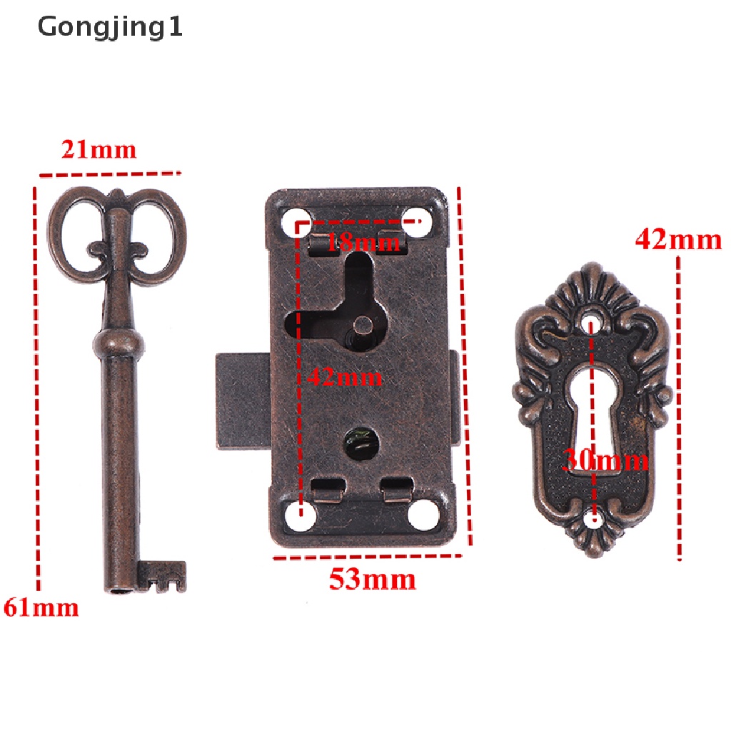 Gongjing1 Kunci Pintu / Laci / Lemari / Kotak Perhiasan Antik Bahan Tembaga