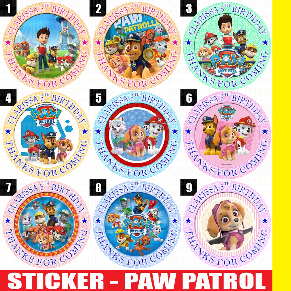 

60 STIKER LABEL BAG / KUE / SOUVENIR ULTAH ULANG TAHUN - PAW PATROL