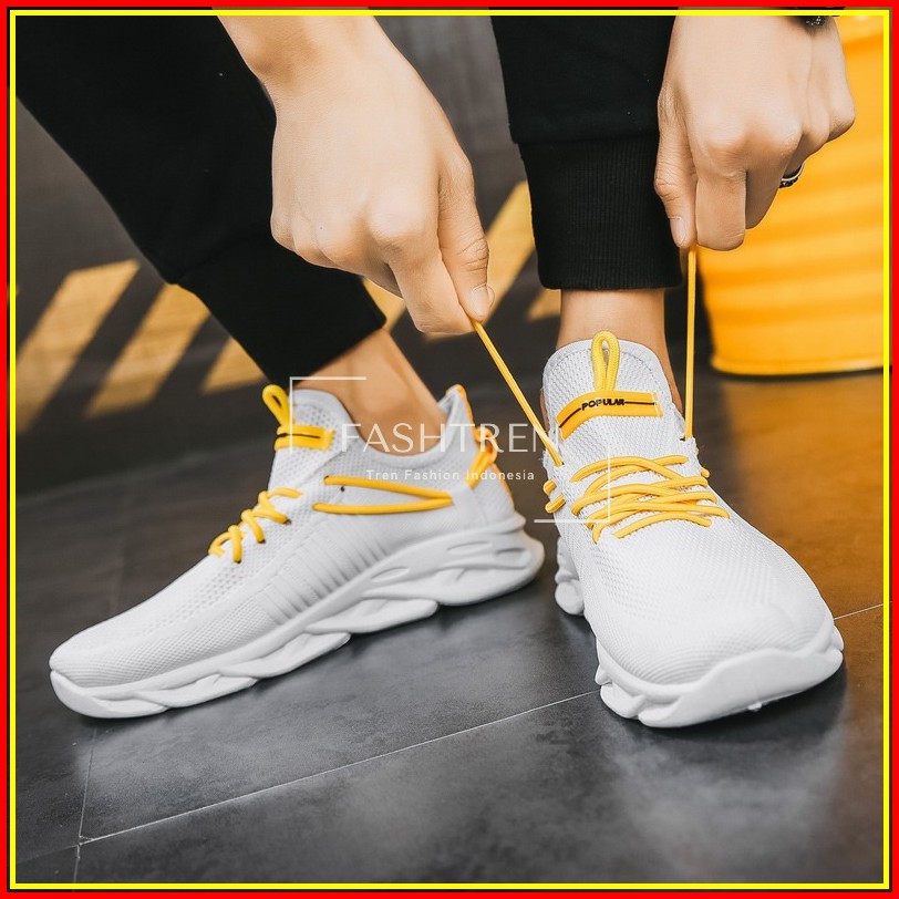 SEPATU SNEAKER PRIA TALI KUNING HITAM PUTIH REMIX (MOD. 22)