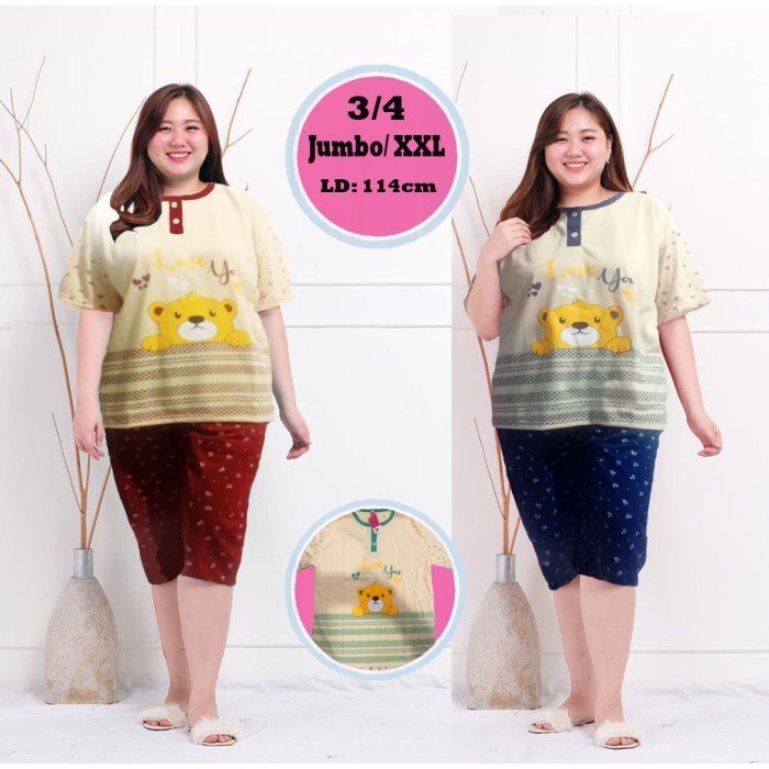 Babydoll Baju Tidur 3/4 JumboXL/XXL/Piyama Soft Baju Tidur Dewasa