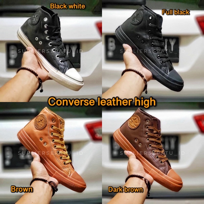 sepatu converse high all star leather kulit black brown pria wanita