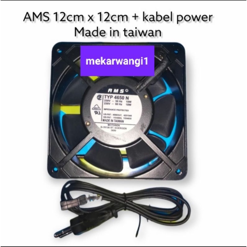 Kipas fan 12cm 220v + kabel power + jaring Made in taiwan