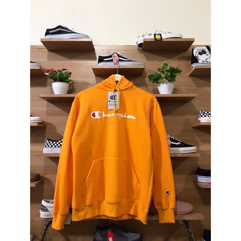 ( COD ) 100% ORIGINAL CMT HOODIE CHAMPION SCRIPT LOGO YELLOW/KUNING