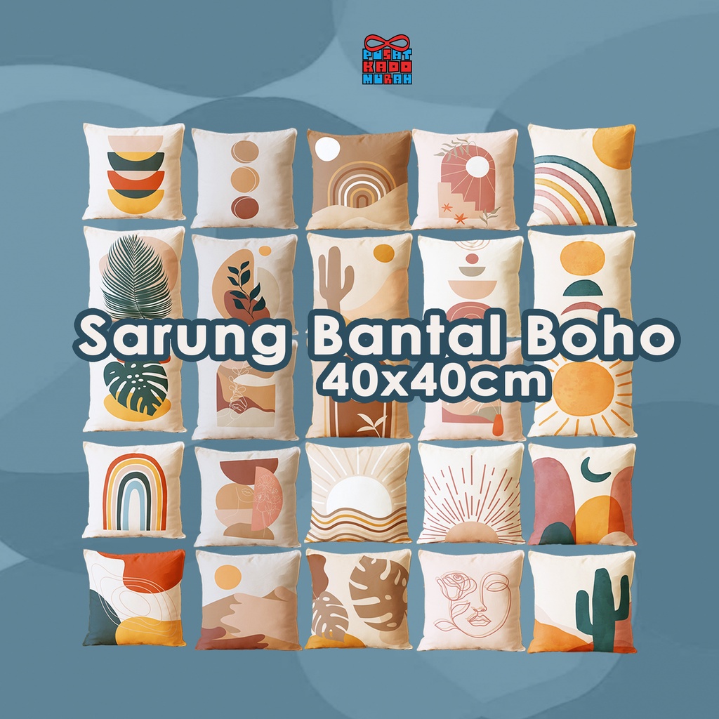 COVER SARUNG Bantal Sofa Print Motif Aesthetic Boho Mediteranian Monstera Desert 40x40 cm - Pusat Kado Murah