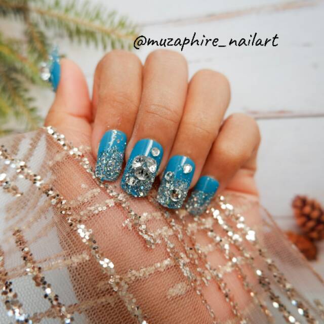 Kuku palsu 3D MURAH / FAKE NAIL / KUKU WEDDING / KUKU PALSU PERNIKAHAN / NAIL ART TOSCA HIJAU