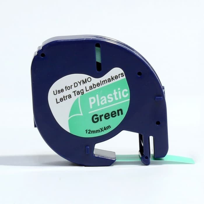

DYMO LETRATAG LABEL TAPE GREEN PLASTIC 12MM