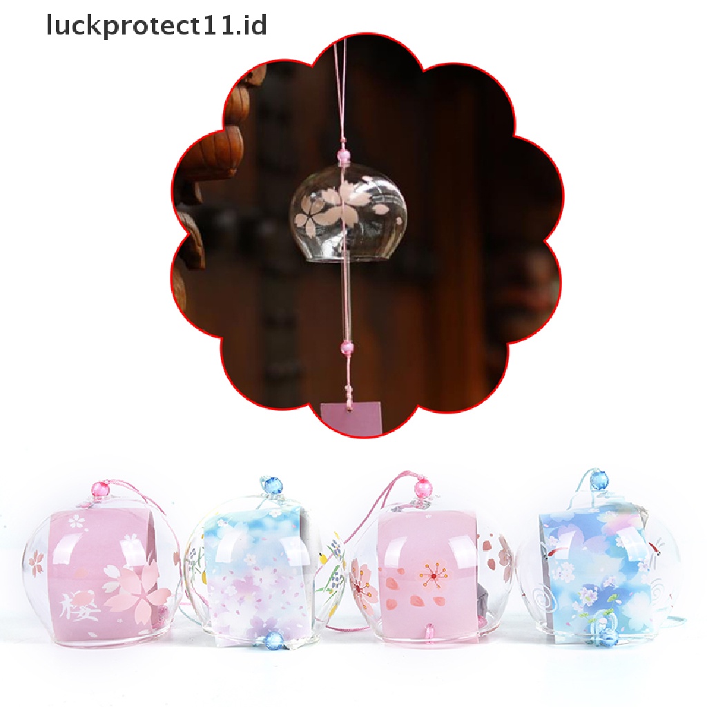 &lt; Luckprotect11.Id &gt; 1pc Lonceng Angin Kaca Bunga Sakura Wind Chimes Lonceng Angin Rumah