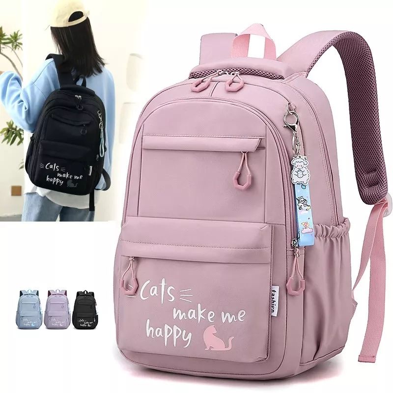 Ransel Wanita Kawaii Jepang Tas Sekolah Anak Perempuan Ransel Travel kapasitas Besar Nilon Tas Besar