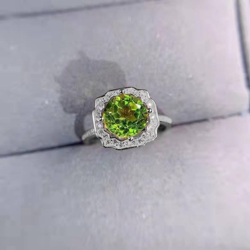 Cincin Wanita Desain Unik Hias Zircon AAA Bulat Warna Hijau Untuk Pernikahanpertunangan