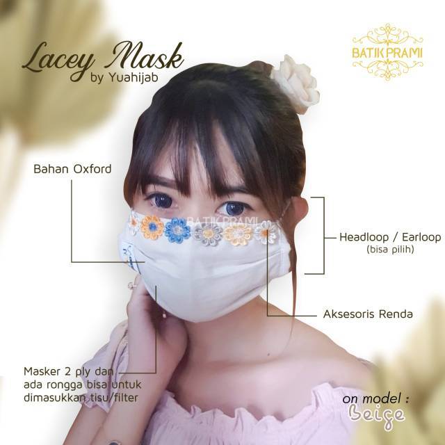 Masker Yuahijab Renda Import Ada Tempat Tisu