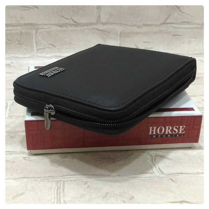 Dompet Pria Kulit Asli Resleting Full Merk Imperial Horse - Hitam