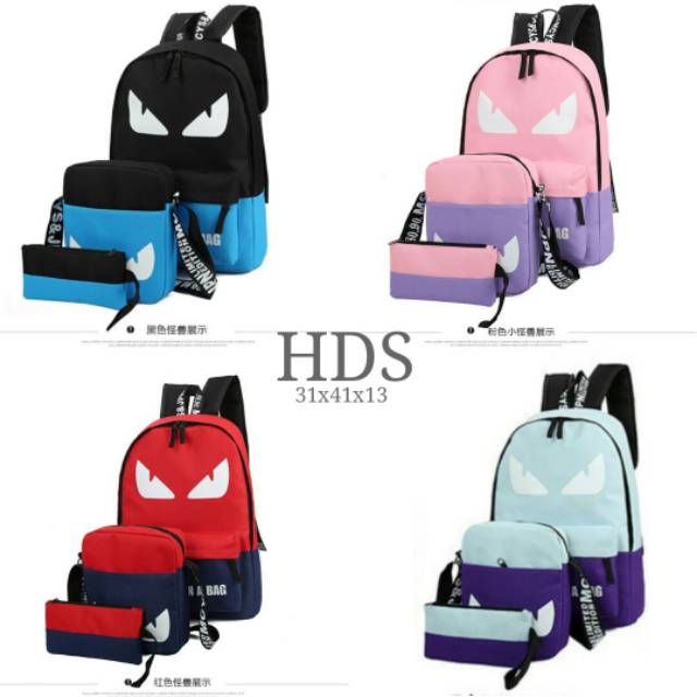 Tas Ransel anak murah motif FENDII DINIR 3in1 satu set murah