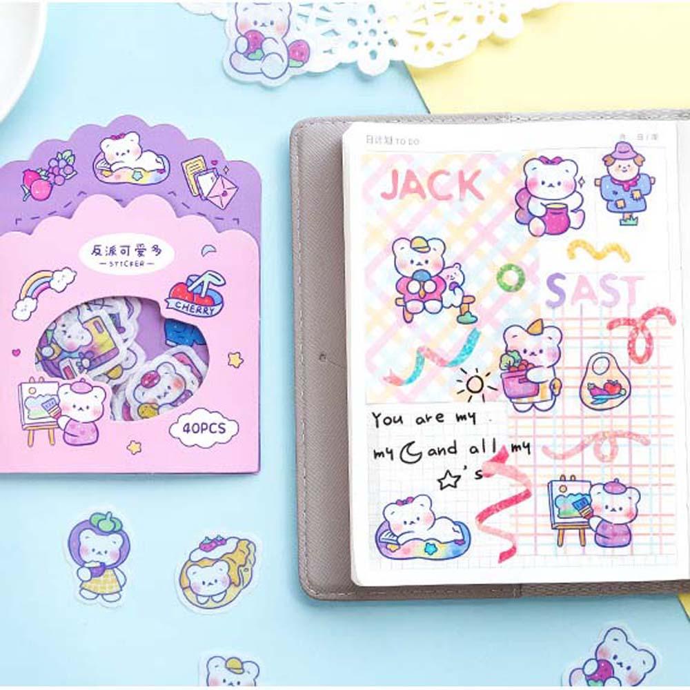 Lanfy Stiker Hias Album Sticky sticker Scrapbooking DIY Label Beruang Buku Pegangan Dekorasi Kertas