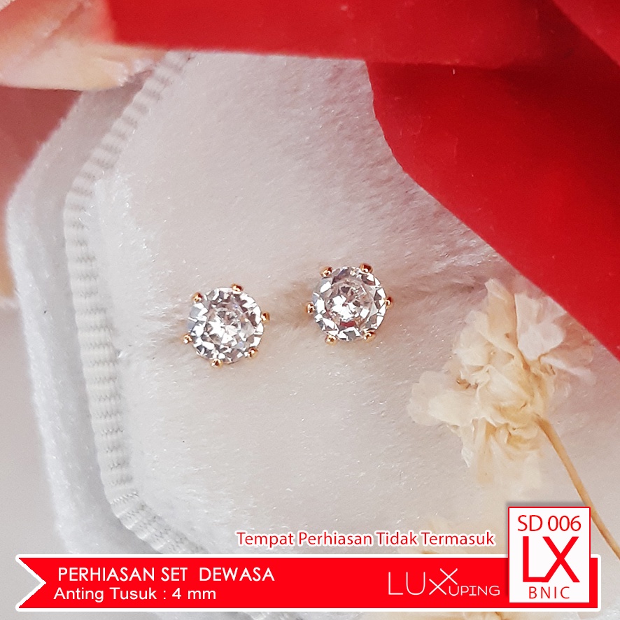 SD 006 Perhiasan Set Wanita Dewasa Kalung Anting Perhiasan Emas Imitasi Murah Kalung Set Liontin Soliter Mata Satu Tidak Termasuk Kotak Display PerhiasanLuxx Xuping Set