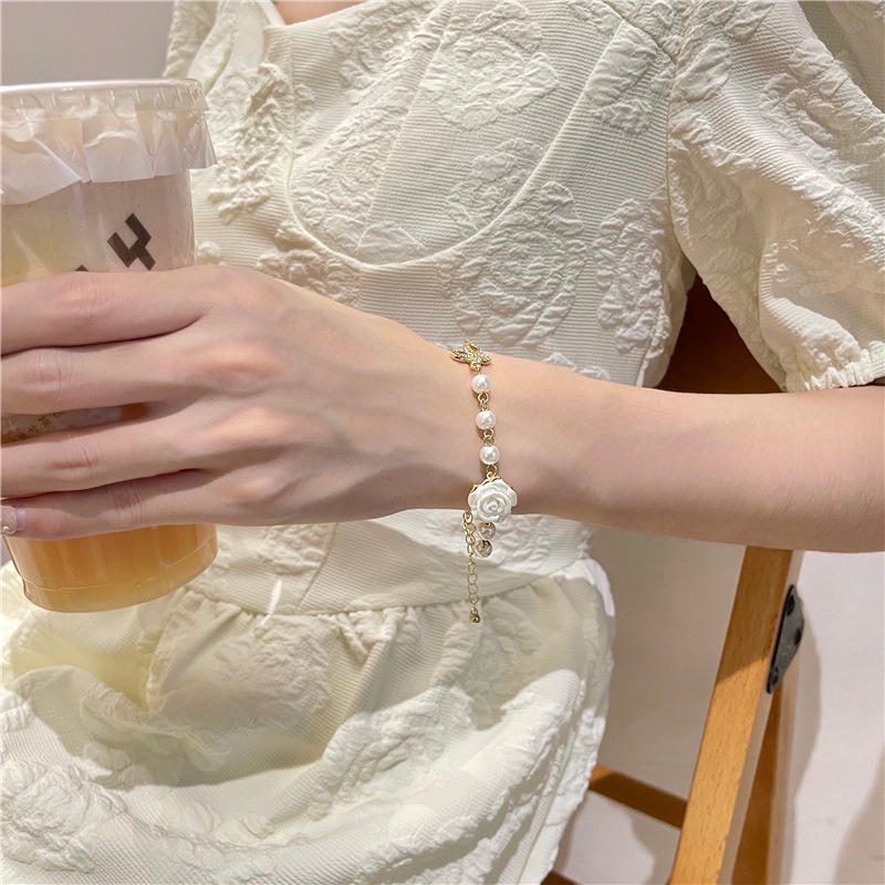 Gelang Mutiara Aksen Pita Gaya Korea Untuk Wanita