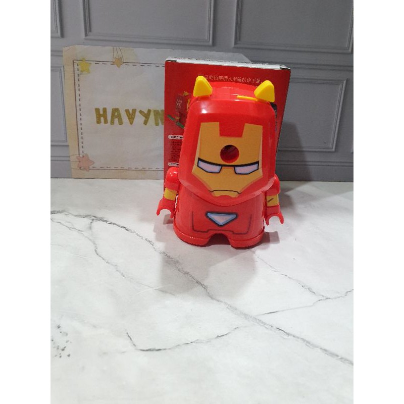 Serutan meja putar SUPERHERO/rautan putar CARS/serutan meja JET PESAWAT-IRON MAN