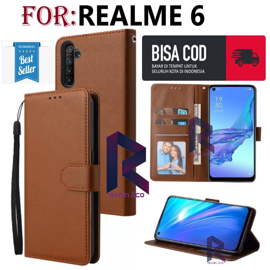 FLIP COVER REALME 6 FLIP WALLET LEATHER KULIT PREMIUM SARUNG BUKA TUTUP KESING HP FLIP CASE REALME 6