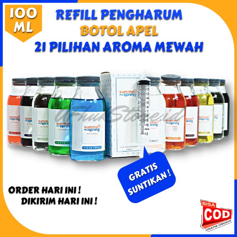 Summerspring Isi Ulang Refill Pengharum Botol Apel Spray Parfum Mobil Gantung Mewah Otomatis Wangi T