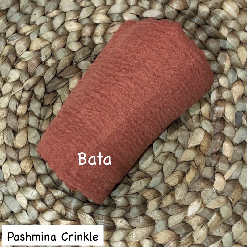PASHMINA CRINKLE CRIMP COTTON SHAWL HIJAB PASMINA CRINKLE RAWIS  KUSUT Factory Outlet FAME ladyfame-Caramel/Bata