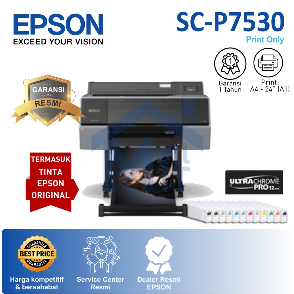 Printer Epson SureColor P7530 SC-P7530 SCP7530 24&quot; 24 INCI 12 Pigment