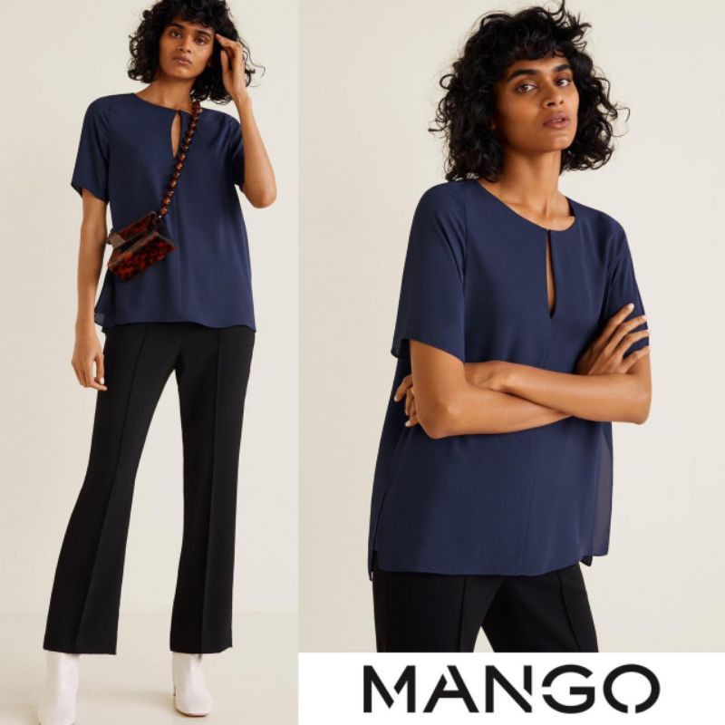 MNG neck ribbon blouse
