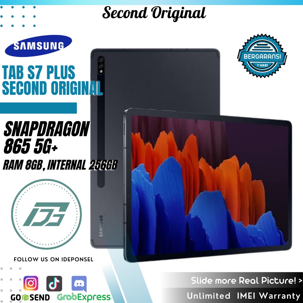 SAMSUNG TAB S7 PLUS 256GB WITH S PEN SECOND ORIGINAL S7+ 8/256GB