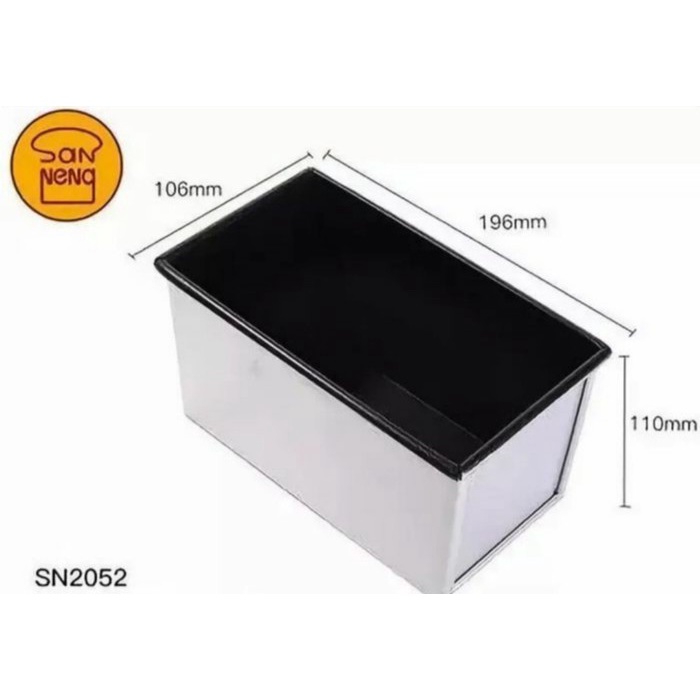 Sanneng SN2052 Loaf Pan Non Stick 450gr 19.6 x 10.6 x 11cm w/o lid - dengan tutup