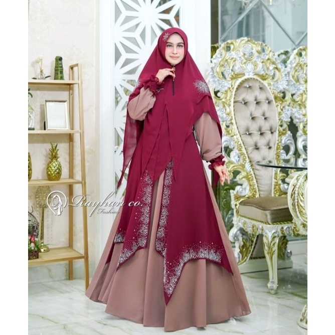 Mecca Syari by Rayhan Co. Maroon Ceruty Import