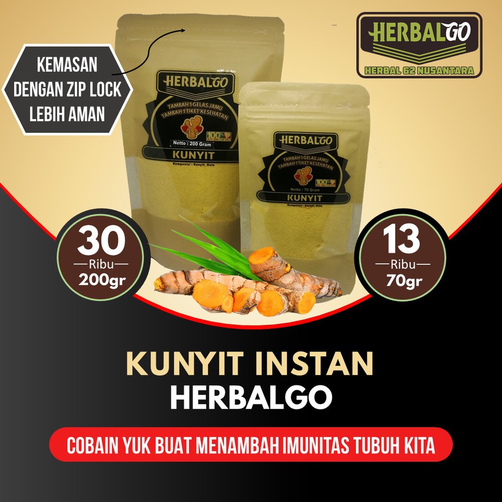 

Herbalgo Kunyit instan, Kunir Serbuk 70 gram