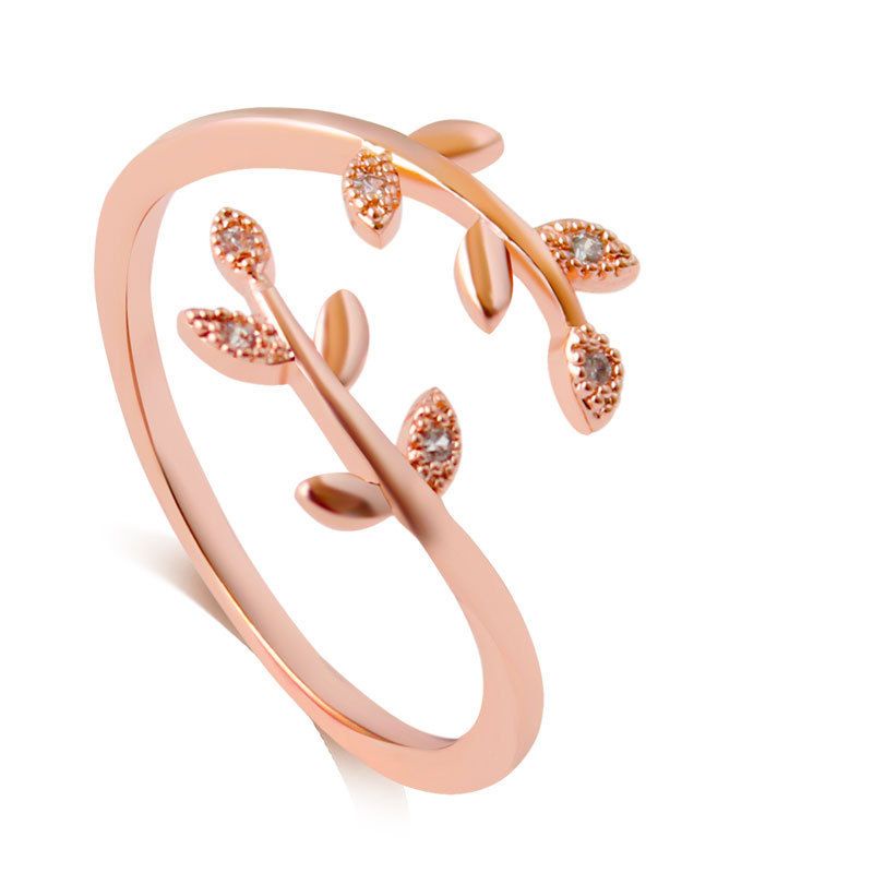 CN09 Cincin Daun lilit warna gold emas silver rosegold wanita korean