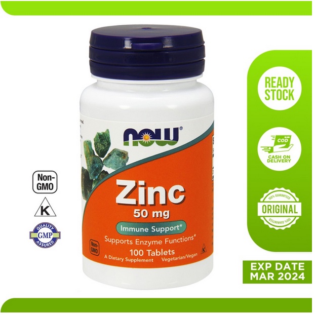 vitamin suplemen zinc gluconate 50 mg now 100 tablet