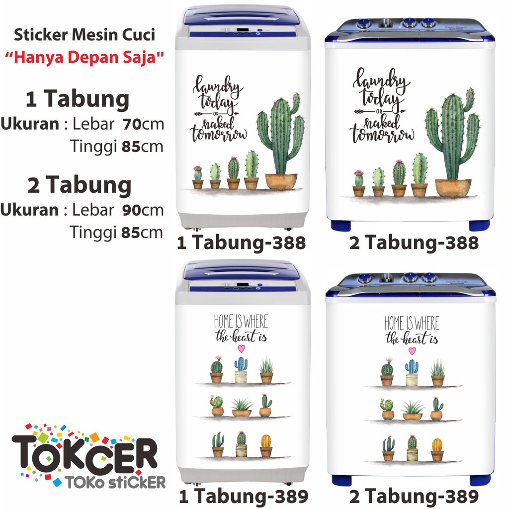 Stiker Mesin Cuci 1 dan 2 Tabung Variasi KAKTUS