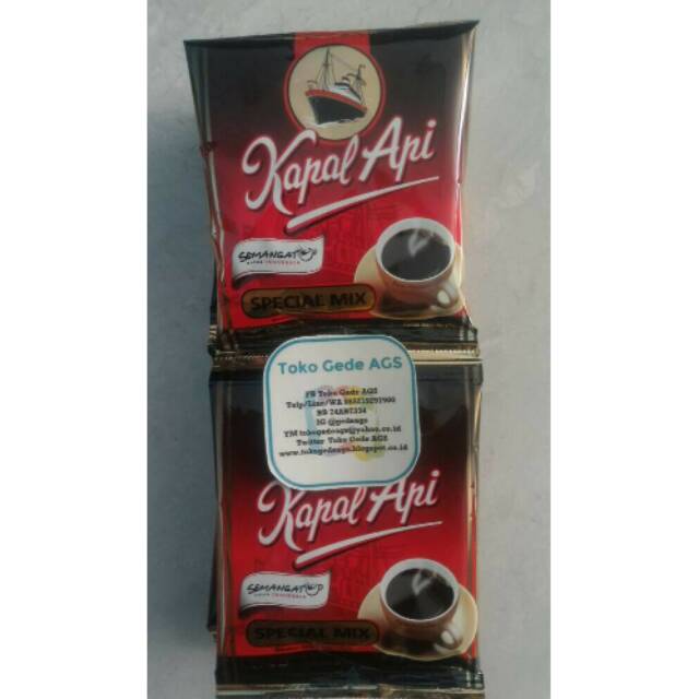 

Kopi Special Mix Kapal Api Sachet ukuran 23g 1 Dus isi 12 renceng