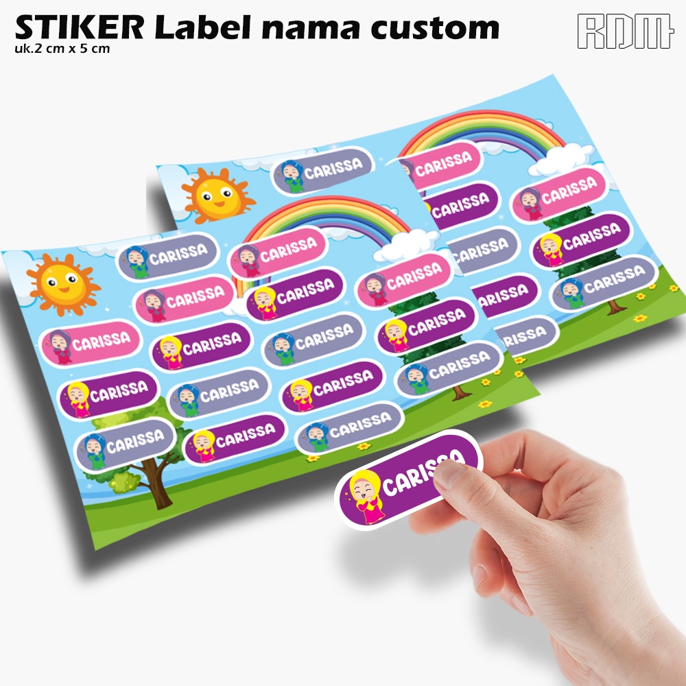 

stiker label nama custom karakter